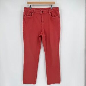 Coldwater Creek Grapefruit Pink Wondersoft Knit‎ Denim Straight Pants Women's 14